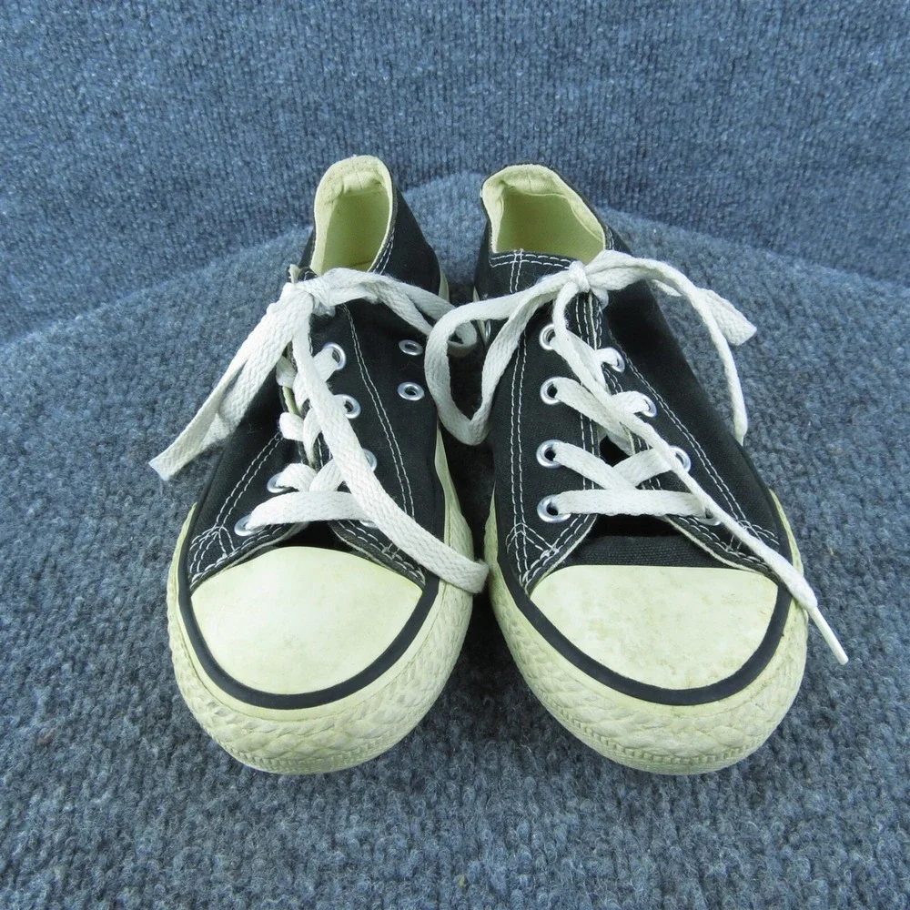Converse Boys Sneaker Shoes‎ Sz Y 2 Medium Athletic Black Fabric Lace Up